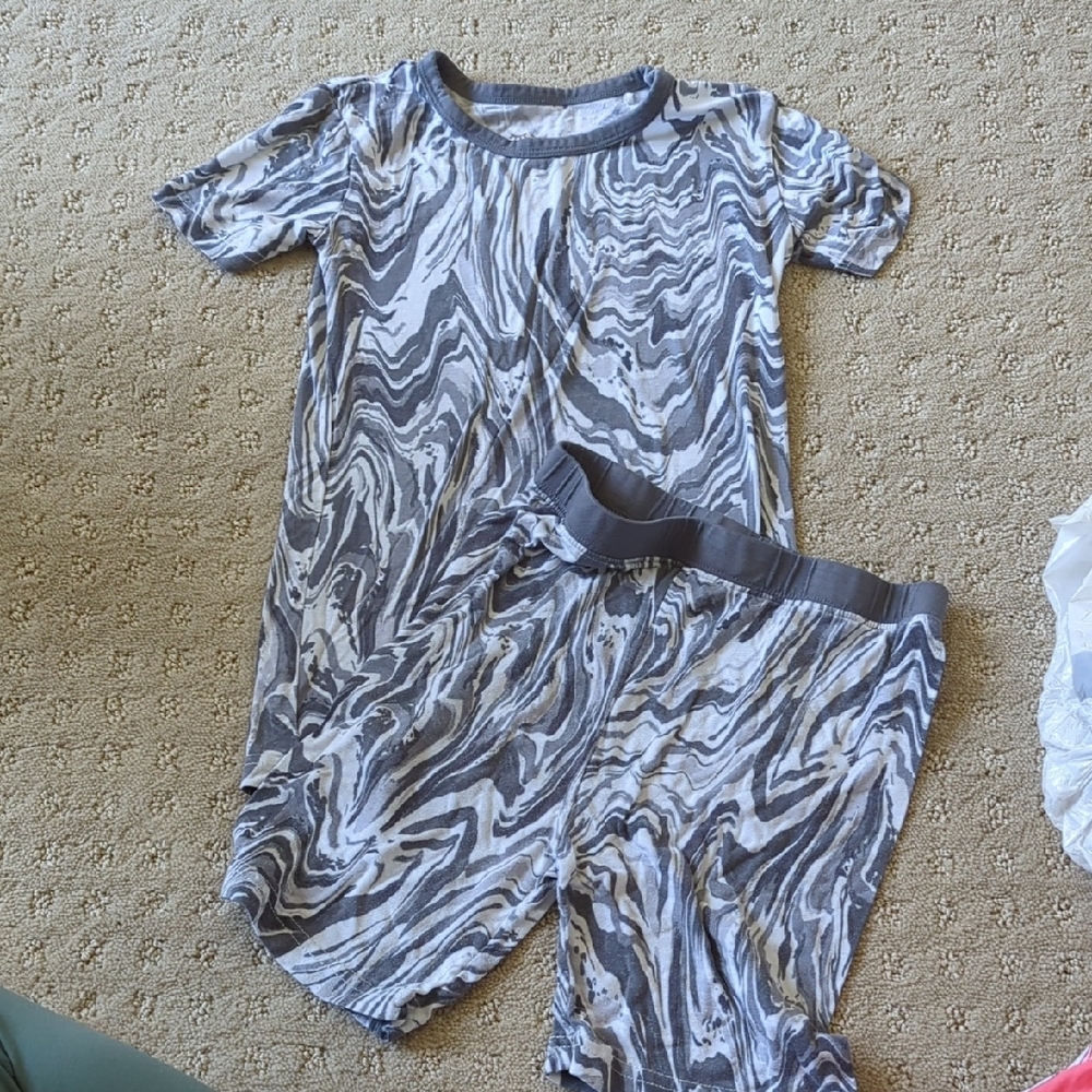 Little Sleepies Gray and White Marble Pajama Set